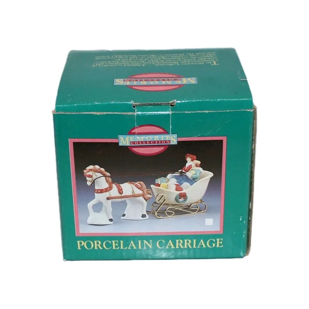 Vintage Venture Memories Village Porcelain Horse Drawn Carriage